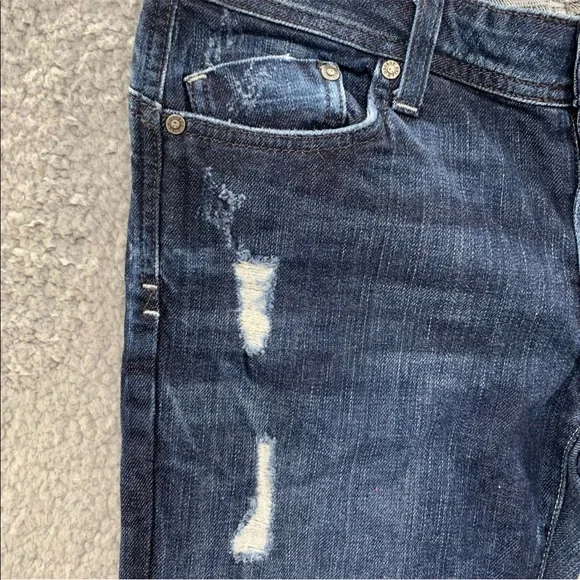 Dylan&George Alexandra Flare Y2K Vintage Low Rise Women Jeans Blue Distressed 26 - Picture 3 of 11